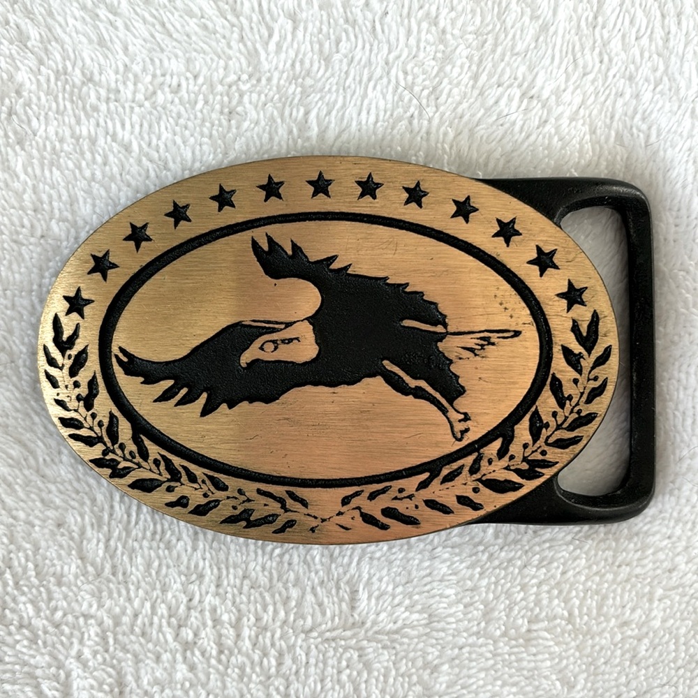 Tech Ether Guild Belt Buckle‎ 1975 Bald Eagle Brass Vintage Western USA Classic